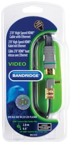 Bandridge BVL1372 Platte 270° Gehaakte Hoge Snelheids HDMI Kabel met ethernet 2.0 m