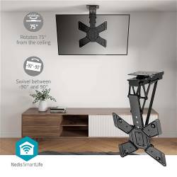 Nedis TVCM5850BK Gemotoriseerde TV-plafondbeugel | 23 - 65 " | Maximaal schermgewicht: 30 kg | Draaibaar | Kantelbaar...