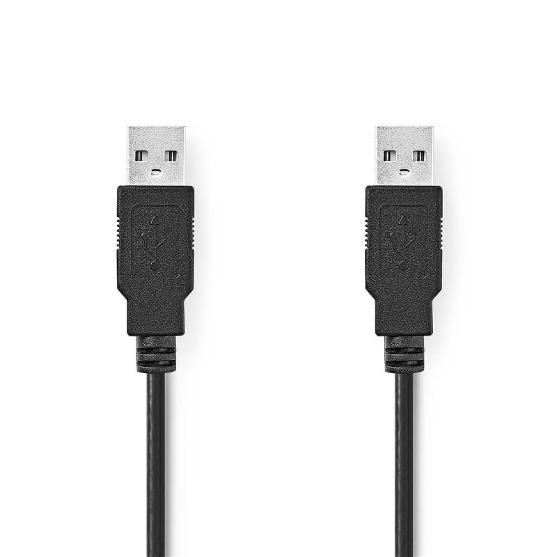 Nedis CCGL60000BK20 USB-Kabel | USB 2.0 | USB-A Male | USB-A Male | 480 Mbps | Vernikkeld | 2.00 m | Rond | PVC | Zwa...