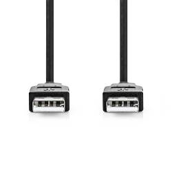 Nedis CCGL60000BK20 USB-Kabel | USB 2.0 | USB-A Male | USB-A Male | 480 Mbps | Vernikkeld | 2.00 m | Rond | PVC | Zwa...