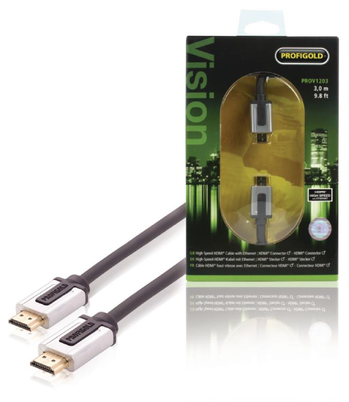 Profigold PROV1203 High Speed HDMI-kabel met ethernet HDMI-aansluiting - HDMI -aansluiting 3,00 m zwart