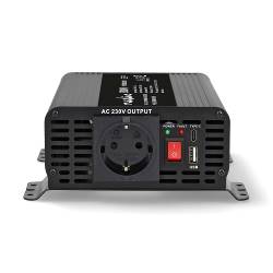 Nedis PIP30012FBK Inverter Pure Sinusgolf | Ingangsvoltage: 12 V DC | Apparaat stroomoutput: Type F (CEE 7/3) / USB-A...