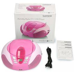 Lenco SCD-37 USBPINK SCD-37 USB Pink Portable FM Radio CD and USB player Pink