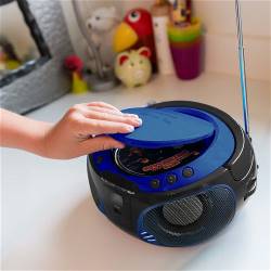 Lenco SCD-550BU SCD-550BU Draagbare FM-radio CD/MP3/USB/Bluetooth-speler® met LED-verlichting Blauw