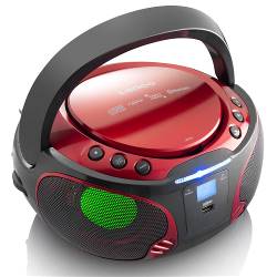Lenco SCD-550RD SCD-550RD Draagbare FM-radio CD/MP3/USB/Bluetooth-speler® met LED-verlichting Rood