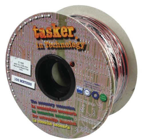 Tasker C102 2X2.50 Luidsprekerkabel 2 x 2,50 mm² op rol 100 m zwart / rood