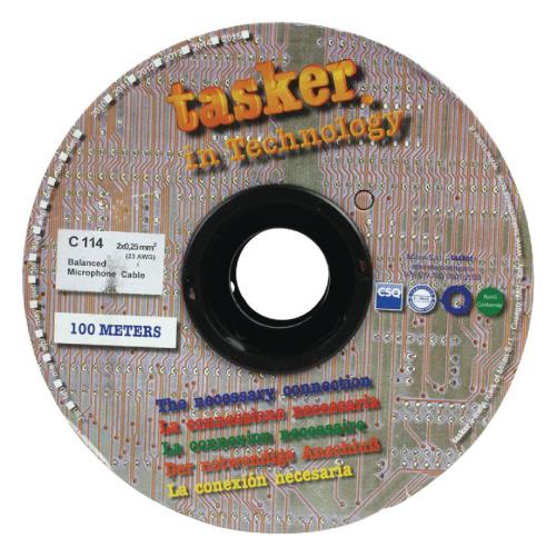 Tasker C114 BLACK Flexibele microfoonkabel 2x 0,25 mm² op rol van 100 m