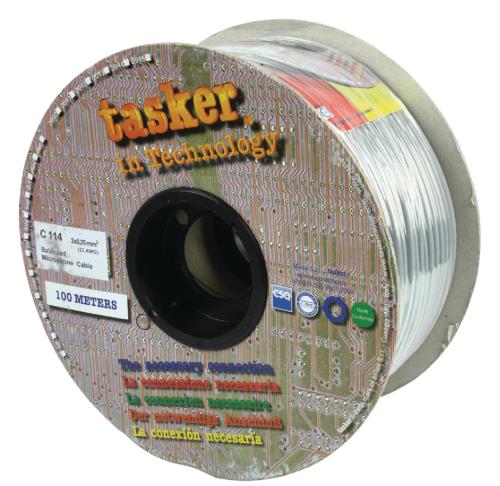 Tasker C114 GREY Flexibele microfoonkabel 2x 0,25 mm² op rol van 100 m