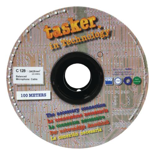 Tasker C128 BLACK Flexibele microfoonkabel 2 x 0,35 mm² op rol van 100 m