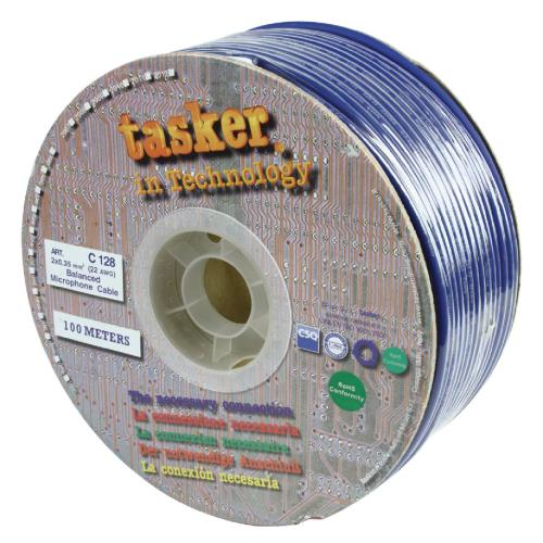 Tasker C128 BLUE Flexibele microfoonkabel 2 x 0,35 mm² op rol van 100 m