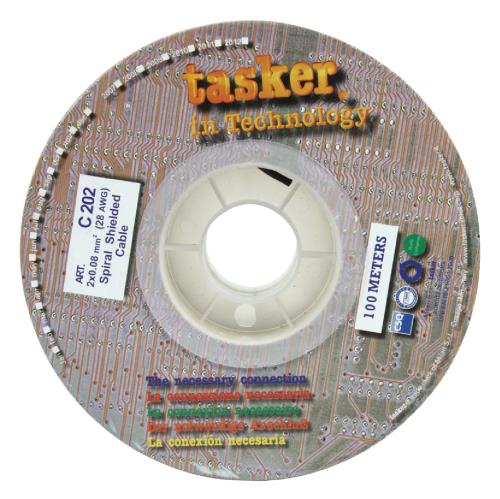 Tasker C202 Flexibele microfoonkabel 2 x 0,08 mm² op rol 100 m zwart