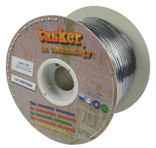 Tasker TASR-C226 Videokabel 1 x 75 Ohm + 2 x 0.50 mm² op rol 100 m zwart