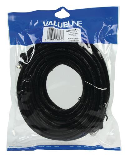 Valueline VLCP85200B15 UTP CAT 6 netwerkkabel 15,0 m zwart
