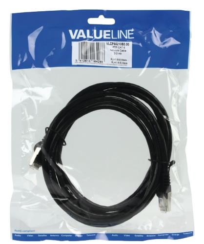 Valueline VLCP85210B3.00 FTP CAT 6 netwerkkabel 3,00 m zwart