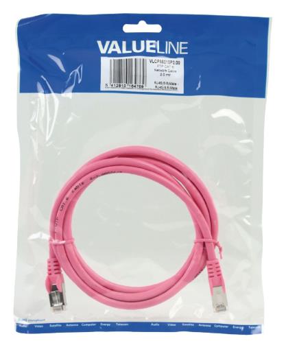Valueline VLCP85210P2.00 FTP CAT 6 netwerkkabel 2,00 m roze