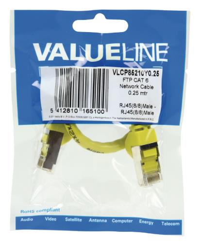 Valueline VLCP85210Y0.25 FTP CAT 6 netwerkkabel 0,25 m geel