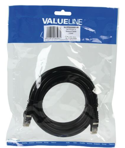Valueline VLCP85220B3.00 S/FTP CAT 6 netwerkkabel 3,00 m zwart