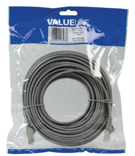 Valueline VLCP85230E10 FTP CAT 6 platte netwerkkabel 10,0 m grijs