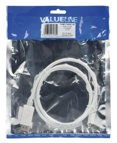 Valueline VLMP37400W1.00 Mini DisplayPort - DisplayPort kabel 1,00 m wit