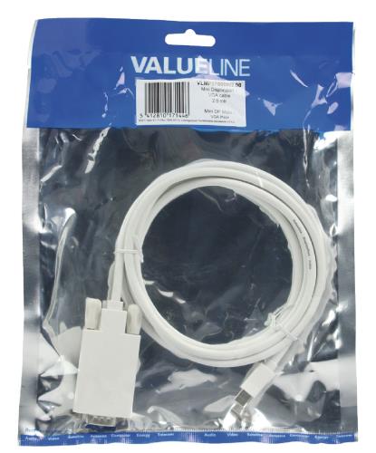 Valueline VLMP37800W2.00 Mini DisplayPort - VGA kabel 2,00 m wit