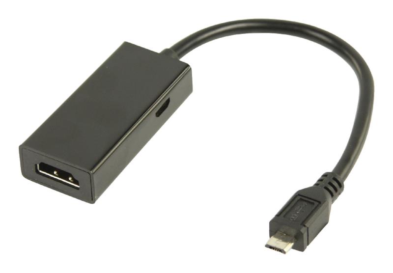 Valueline VLMP39000B0.20 MHL-adapterkabel USB 5-pins Micro B mannelijk - HDMI-uitgang + USB Micro B vrouwelijk 0,20 m...