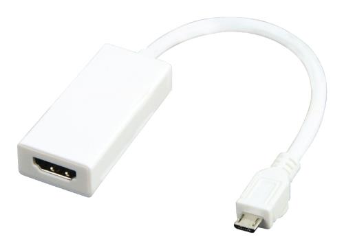 Valueline VLMP39000W0.20 MHL-adapterkabel USB 5-pins Micro B mannelijk - HDMI-uitgang + USB Micro B vrouwelijk 0,20 m...