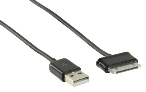 Valueline VLMP39200B1.00 USB 2.0 A - Samsung Tab 30pin datakabel 1,00 m zwart