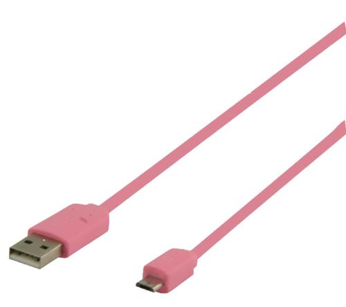 Valueline VLMP60410P1.00 USB 2.0 adapterkabel A Male - Micro B Male 1,00 m roze