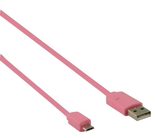 Valueline VLMP60410P1.00 USB 2.0 adapterkabel A Male - Micro B Male 1,00 m roze
