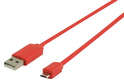 Valueline VLMP60410R1.00 USB 2.0 adapterkabel A Male - Micro B Male 1,00 m rood