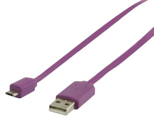 Valueline VLMP60410U1.00 USB 2.0 adapterkabel A Male - Micro B Male 1,00 m paars