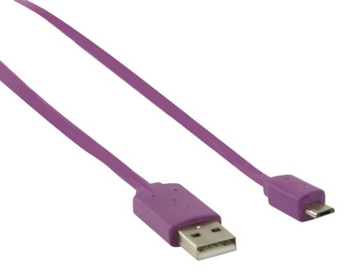 Valueline VLMP60410U1.00 USB 2.0 adapterkabel A Male - Micro B Male 1,00 m paars