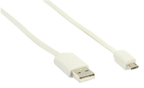 Valueline VLMP60410W1.00 USB 2.0 adapterkabel A Male - Micro B Male 1,00 m wit