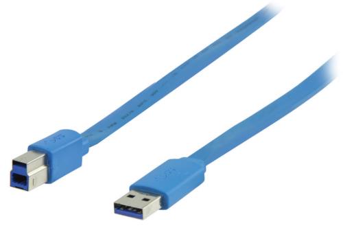 Valueline VLMP61110L2.00 Platte USB 3.0 A mannelijk naar USB 3.0 B mannelijk kabel 2,00 m blauw