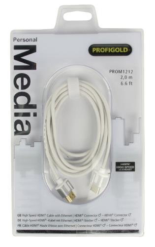 Profigold PROM1212 High Speed HDMI-kabel met Ethernet HDMI-connector - HDMI-connector 2,00 m wit