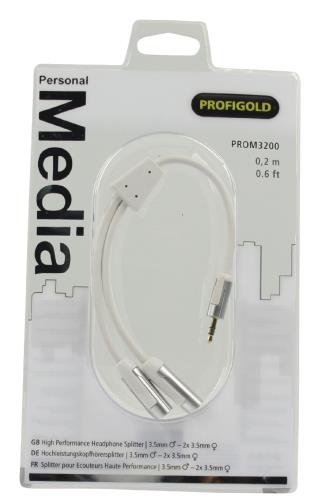 Profigold PROM3200 Audiosplitterkabel 3,5 mm male - 2x female 0,20 m wit