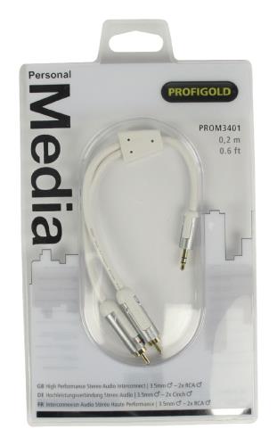 Profigold PROM3401 Stereo-audiokabel 3,5 mm male - 2x RCA male 0,20 m wit