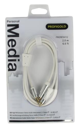 Profigold PROM3412 Stereo-audiokabel 3,5 mm male - 2x RCA male 2,00 m wit