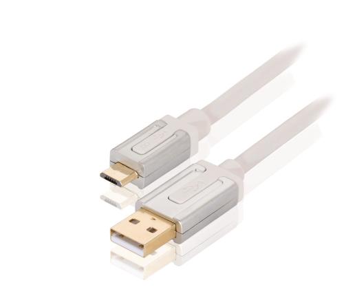 Profigold PROM4902 USB 2.0-kabel A male - Micro B male 2,00 m wit