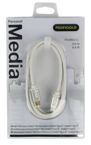 Profigold PROM6412 FireWire 400-kabel 6-pins male - 9-pins male 2,00 m wit