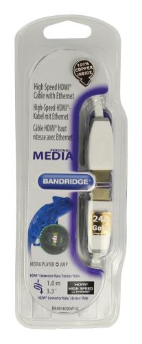 Bandridge BBM34000W10 High speed HDMI met ethernet kabel 1,00 m