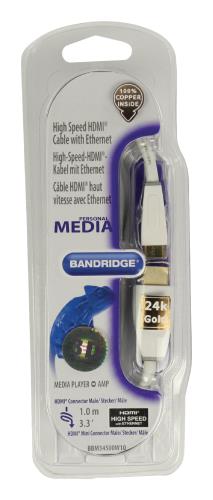 Bandridge BBM34500W10 High Speed Mini HDMI met ethernet kabel 1,00 m