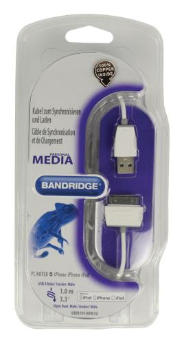 Bandridge BBM39100W10 Synchronisatie- en oplaadkabel voor iPod/iPhone/iPad