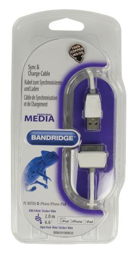 Bandridge BBM39100W20 Synchronisatie- en oplaadkabel voor iPod/iPhone/iPad