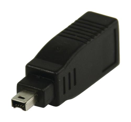 Valueline VLCP62900B FireWire 4-pin mannelijk - 6-pin vrouwelijk adapter zwart