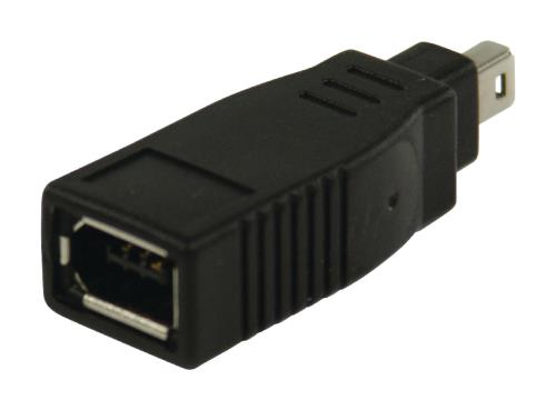 Valueline VLCP62900B FireWire 4-pin mannelijk - 6-pin vrouwelijk adapter zwart