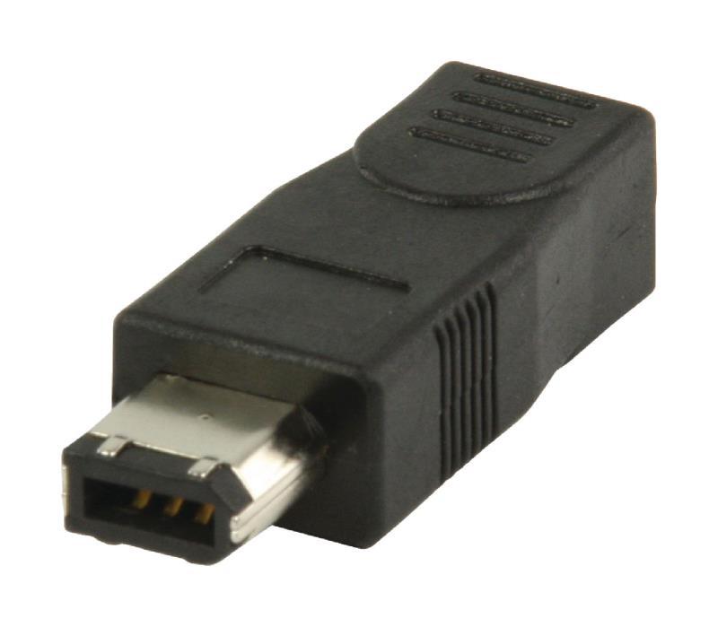 Valueline VLCP62901B Valueline FireWire 6-pin mannelijk - 4-pin vrouwelijk adapter zwart