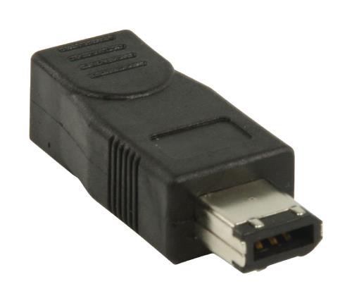 Valueline VLCP62901B Valueline FireWire 6-pin mannelijk - 4-pin vrouwelijk adapter zwart