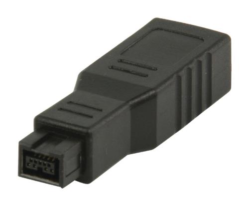 Valueline VLCP62905B FireWire 9-pin mannelijk - 6-pin vrouwelijk adapter zwart