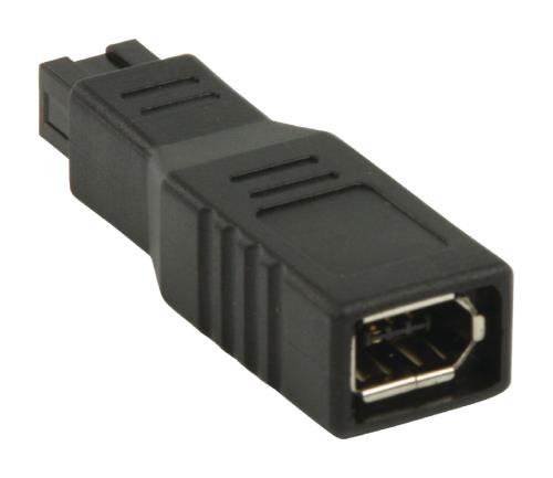 Valueline VLCP62905B FireWire 9-pin mannelijk - 6-pin vrouwelijk adapter zwart